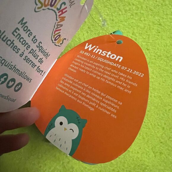 Squishmallow Winston Owl Frankenstein Scar 3.5" Clip On Keychain Halloween 2023 - Picture 3 of 4